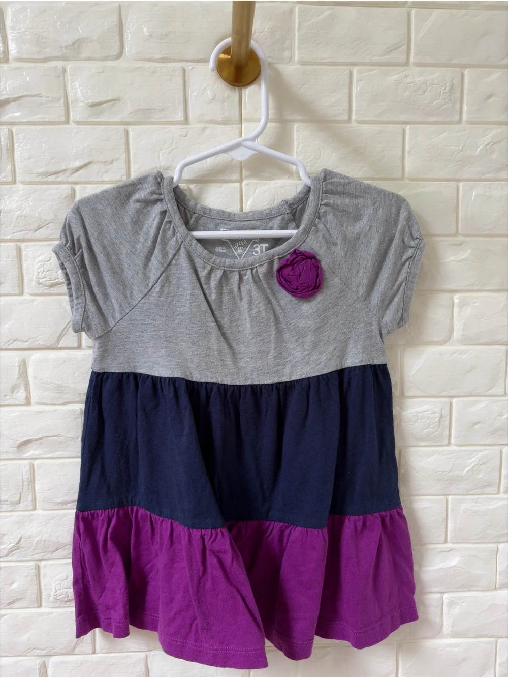 OshKosh B'gosh Gray, Navy & Purple Tiered Short Sleeve Tee